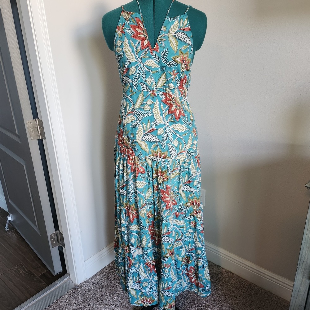 Jude Connally Womens Maxi Dress Sz Small High Waisted Tiered Floral Resort Beach